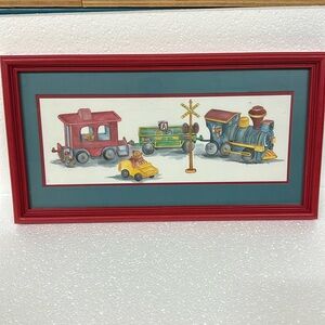 21.5”x11.5” Ava Freeman Home Interiors Children's Toy Train framed wall art